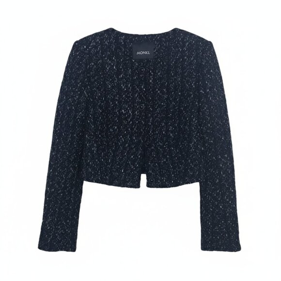 *Monki Black Tweed Flower-Button Tweed Jacket NWT – Women’s Size 38 - Picture 2 of 8